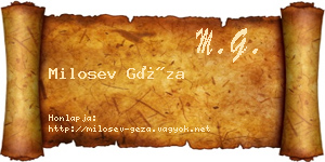 Milosev Géza névjegykártya